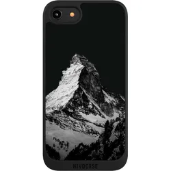 Nivocase Handyhülle für Apple iPhone 7 Hülle NIVOpure Case Schwarz Alpspitze Berg Schnee (Apple iPhone 7), Smartphone Hülle, Schwarz