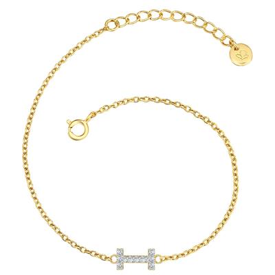 Gliederarmband GLANZSTÜCKE MÜNCHEN "GSM1964", gold (gelbgold, weiß), Armbänder, Damen, Gliederarmband, mit Buchstaben-Anhänger