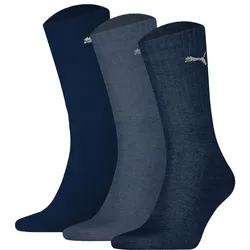 PUMA Unisex Sport-Socken, 3er Pack - Sport Crew Lightweigth, Tennissocken, uni Blau / 39-42