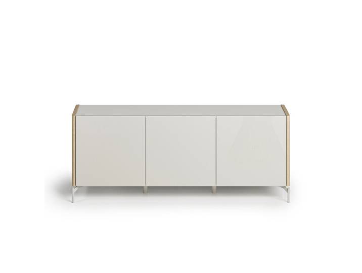 Sideboard DILLON 186 x 43 x 74 cm Hochglanz Asche/Eiche...