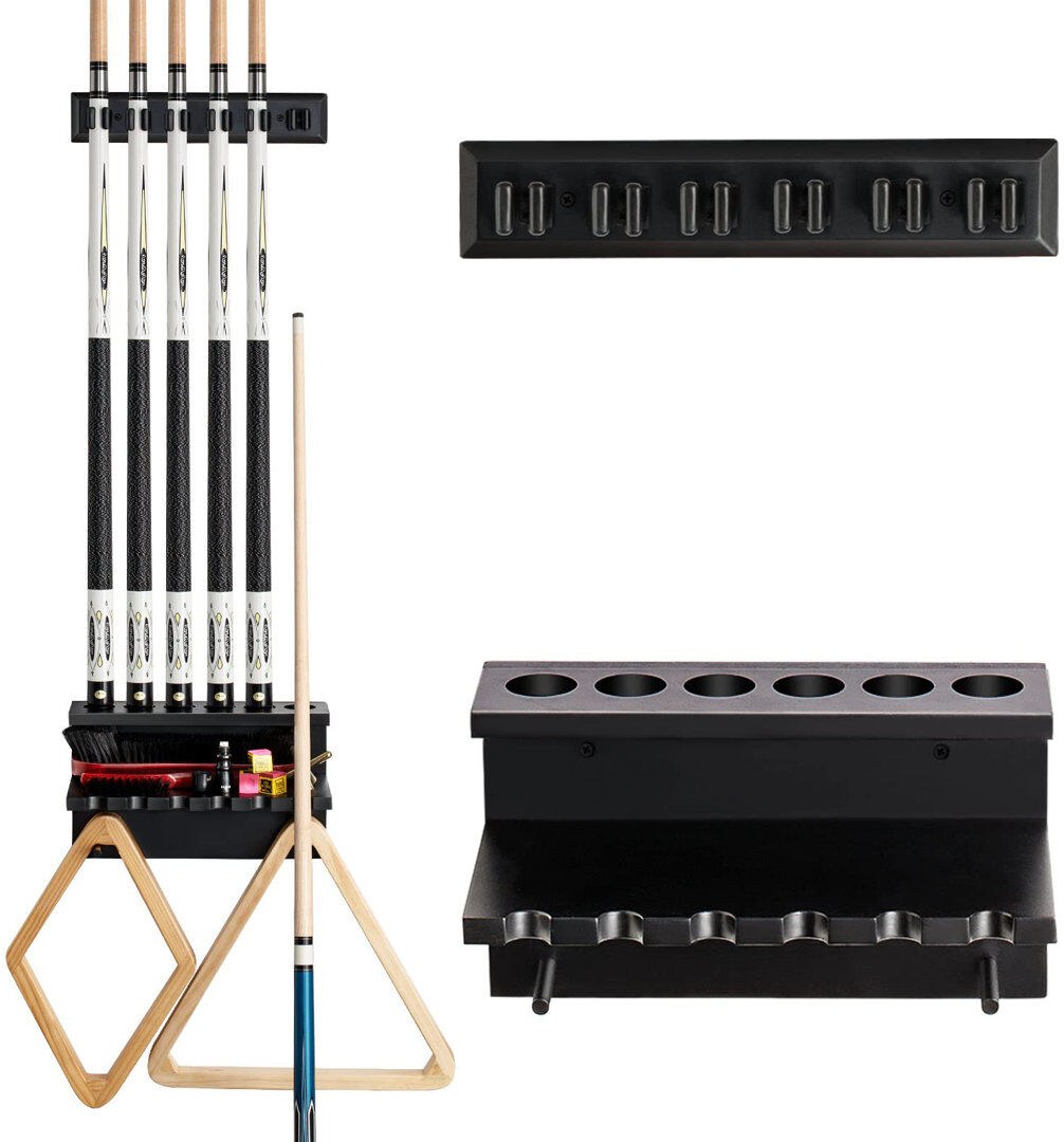 Latitude Run Manufactured Wood Wall Mounted Sports Rack Black 6