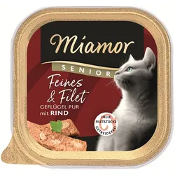 Miamor Feine Filets Senior 100g-Schale Katzennassfutter Geflügel & Rind Senior 16 x 100g