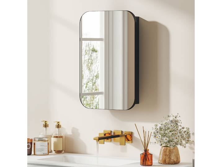 HOMCOM Armoire Miroir Murale Salle de Bain Noir 40x10x60cm