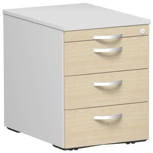 Geramöbel Rollcontainer Flex, aus Holz, ahorn / lichtgrau, mit 3 Schubladen & Utensilienauszug, abschließbar