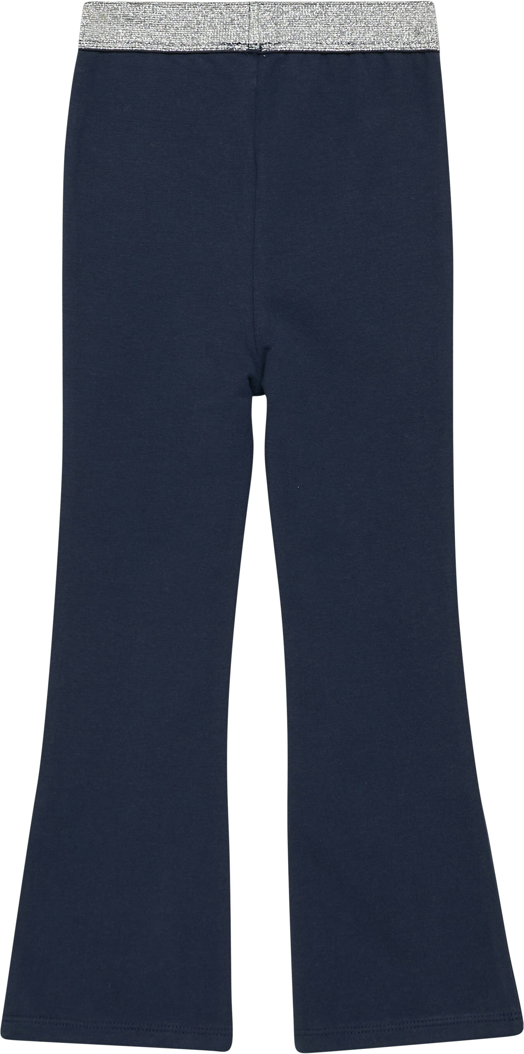 Leggings S.OLIVER JUNIOR, Mädchen, Gr. 116, N-Gr, blau, Web, Obermaterial: 95% Baumwolle, 5% Elasthan, unifarben, lang, Hosen Leggings, mit Glitzerbund und leichtem Schlag blau 116, N-Gr