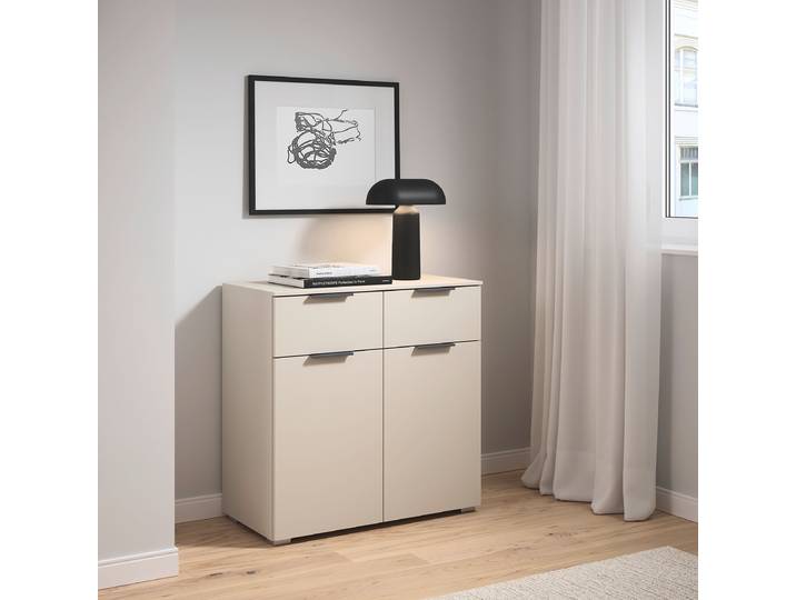 Commode avec portes 80cm Beige/Cachemire Gris
