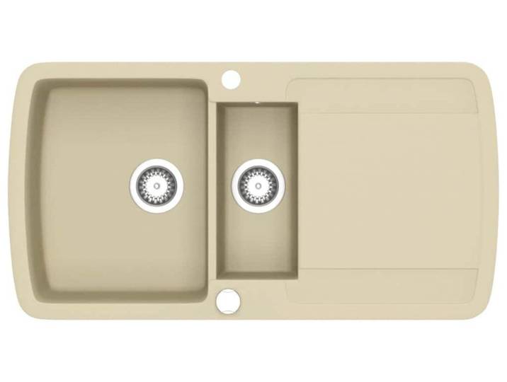 vidaXL Évier en granit double évier beige