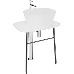 Plural Waschtischunterbau flach freistehend Höhe 66 cm Weiß Hochglanz
