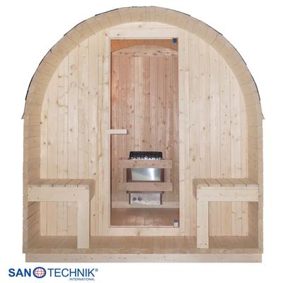 Sauna SANOTECHNIK "Außensauna ISLAND", natur, Saunaofen, integrierte Steuerung, 8 kW, Saunen, 2 oder 4 Personen; inkl. 3,6 kW oder 8 kW Saunaofen und Saunasteine