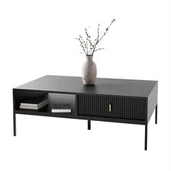COUCHTISCH MIDNIGHT mit Schublade auf Gestell schwarz