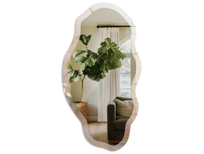 SPIEGEL 90x45 cm asymmetrisch mit Druck - Marmormuster