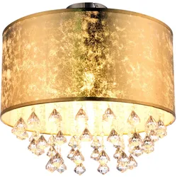 Deckenlampe Deckenleuchte Kronleuchter Kristalllampe Blattgold Textil