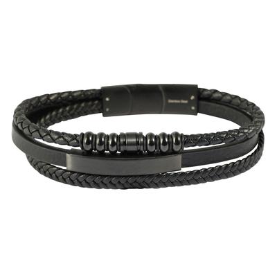 Edelstahlarmband ADELIA´S "Herren Armband aus Edelstahl" Gr. 19, schwarz, Armbänder, Herren, 19, Edelstahl, Edelstahlarmband