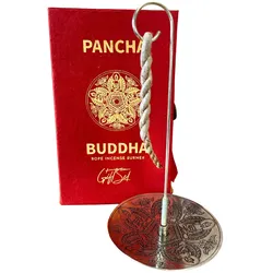 Rope Incense and Silver Plated Holder Set - Pancha Buddha