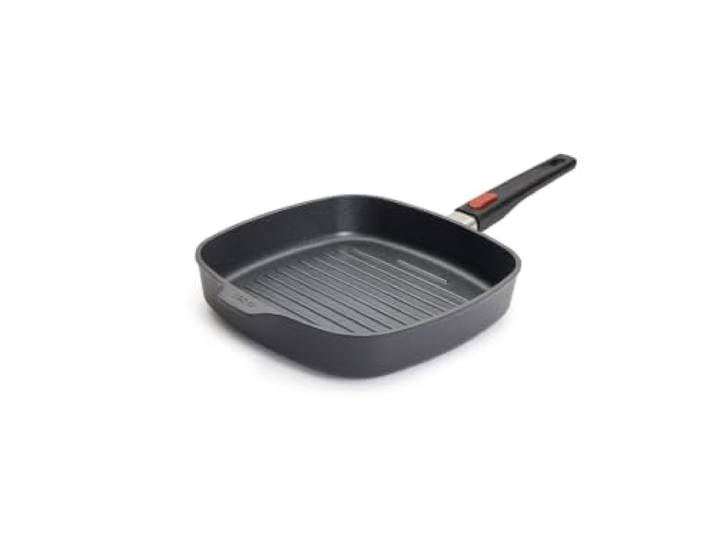 WOLL D-Lite Aluminium Grillpfanne 28x28cm PFAS-frei abnehmbarer Stiel QXP Beschichtung, Induktion, Grillrillen, abnehmbarer Stiel, backofenfest bis 300 °C, spülmaschinengeeignet