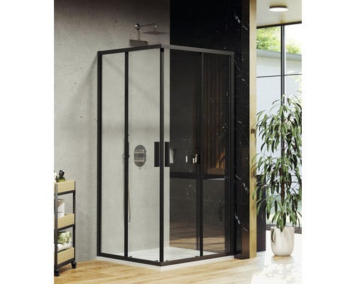Douchecabine RAVAK Blix Slim BLSRV2-90, zwart en transparant, model X1LM70300Z1