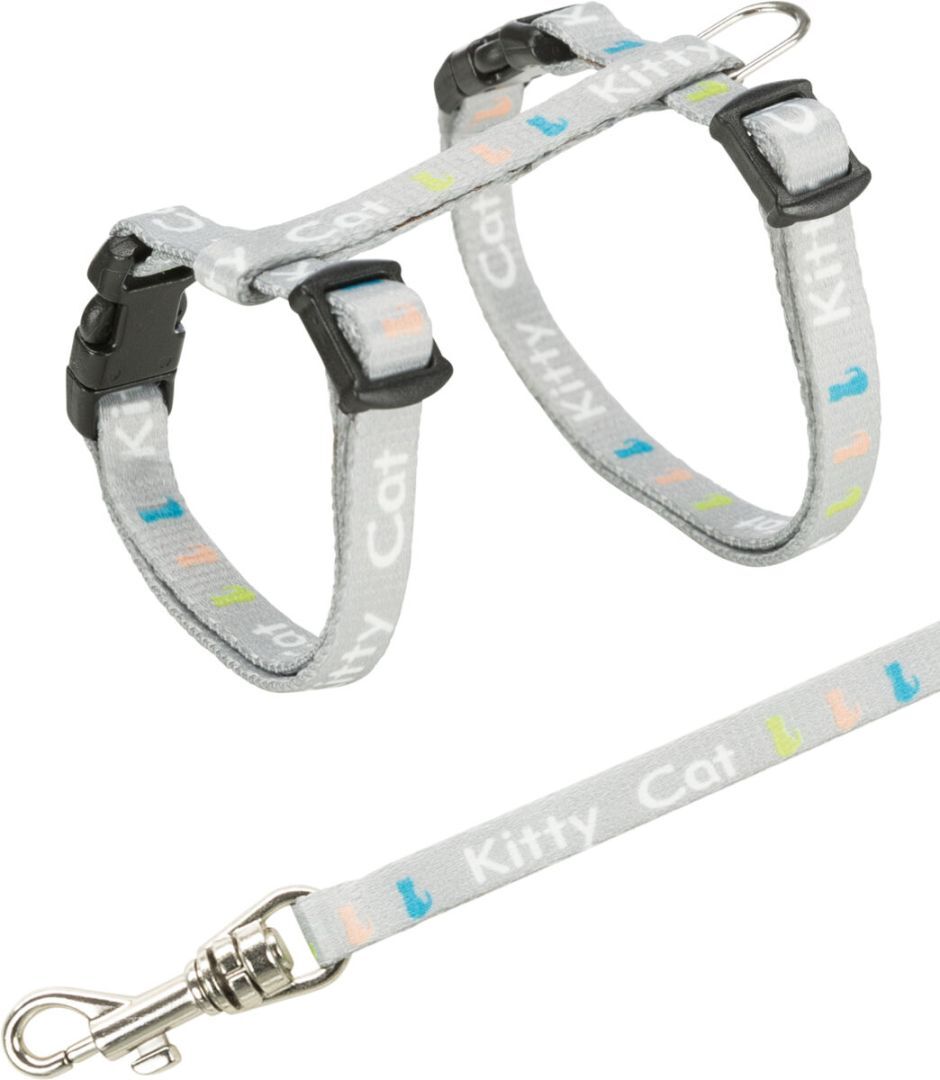TRIXIE Junior Kätzchengeschirr mit Leine, Kitty Cat Motiv, 21–33 cm / 8 mm, 1,20 m