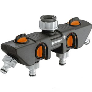 Gardena Wasserverteiler 8194-20, 4 Wege Verteiler, 3/4 Zoll und 1 Zoll Gewinde-Anschluss