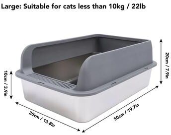 Uplift Essentials Semi Enclosed Anti Splashing Stainless Steel Litter Box gray L