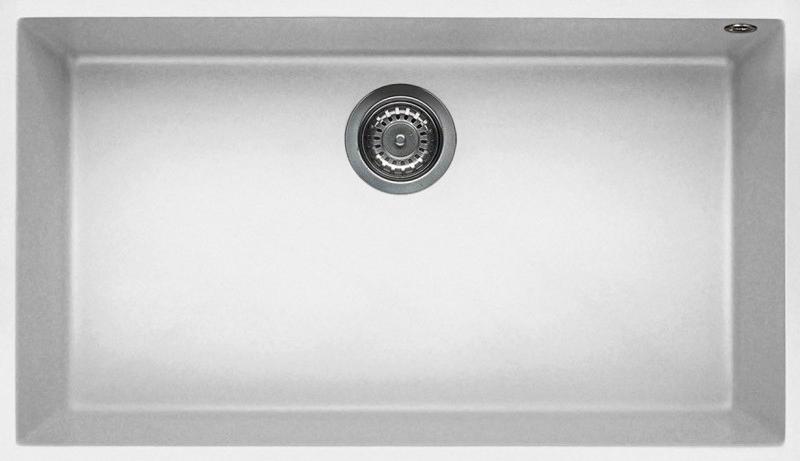 Elleci Quadra 130 G68, Unterbauspüle, Rechteckig, Granitek, Weiß, 1 Becken, Rechteckig