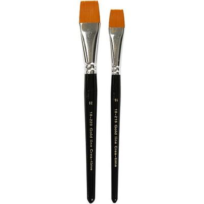 Creativ Company Gold Line Pinsel, Nr. 16+20, L 19-20 cm, B 17-24 mm, Flach, 2 Stk