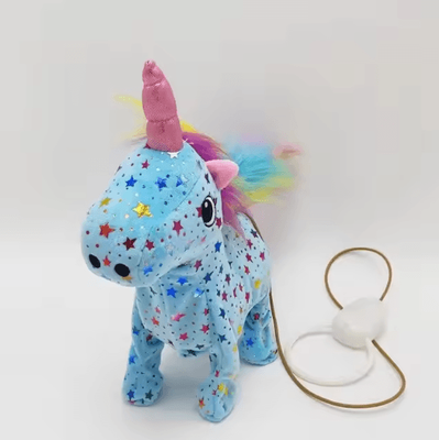 Uplift Curations Cute Plush Electric Walking Talking Unicorn Alpaca Musical Toy For Kids 35cm blue C Style