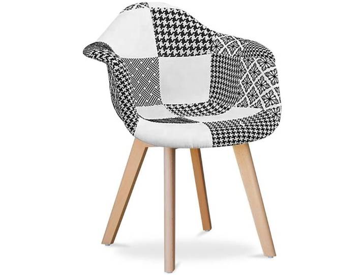 Premium Chaise design Amir blanche et noire - Patchwork Blanc / Noir
