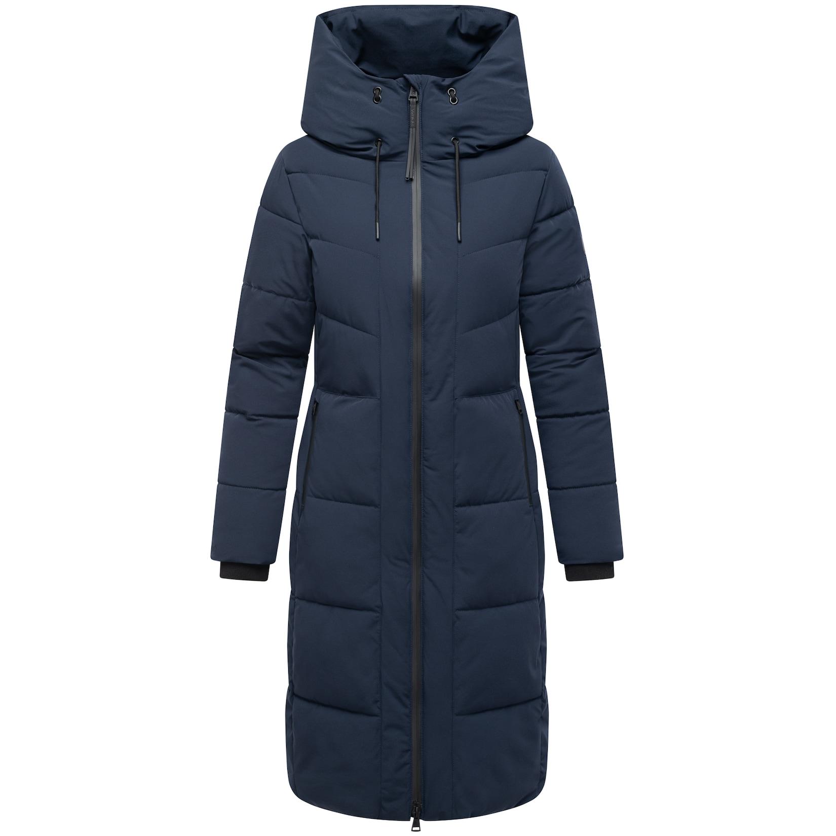 NAVAHOO Damen Steppmantel Lang Stepp Wintermantel gefüttert Anorak Parka Kapuze Schokokuss