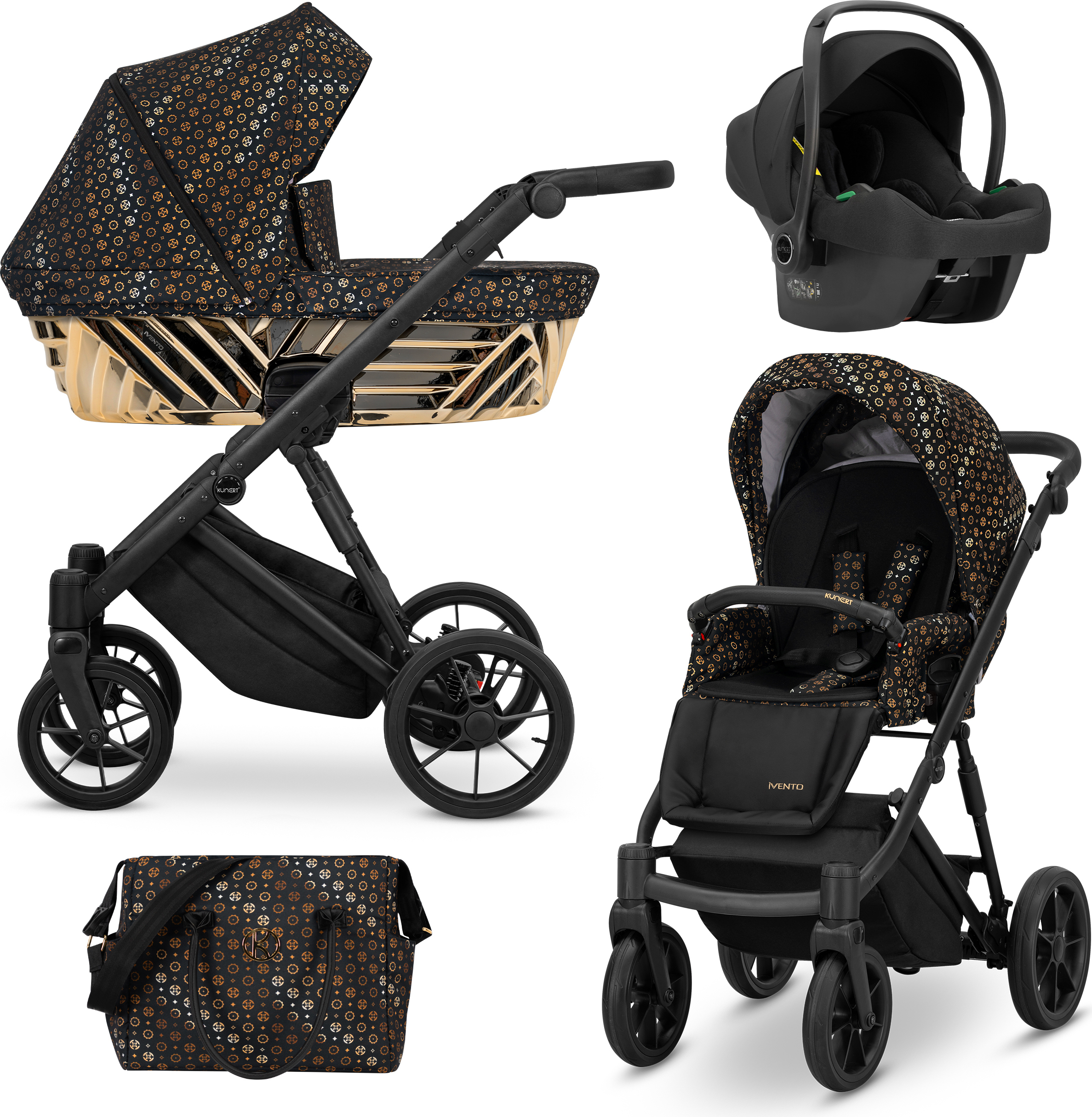 Kinderwagen Kunert Ivento Glam 3in1 - Farbe: Black Style