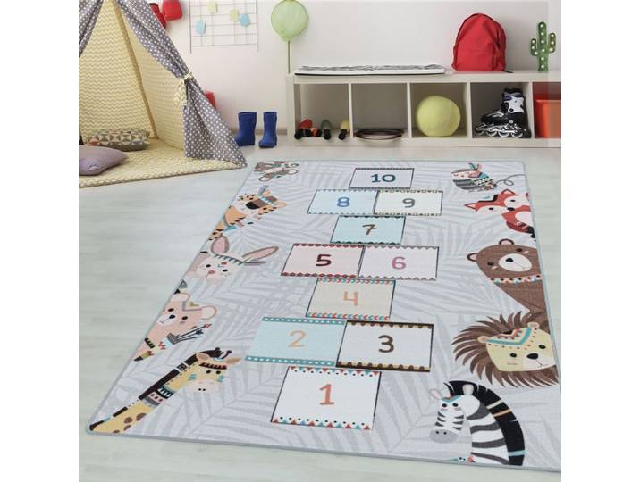 Teppium Tapis enfant tapis d'éveil tapis la marelle color gris 160x230 cm tapis chambre enfant tapis chambre bébé