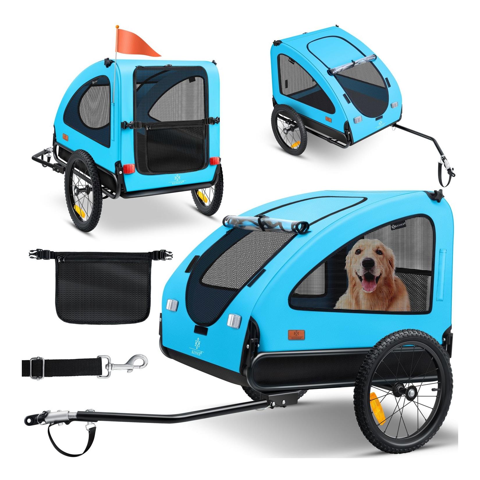 KESSER® Hundeanhänger Boxer 2-in-1 Hundebuggy Fahrradanhänger groß ca. 250L Volumen - Inkl. Fahne und Tasche - 600D Oxford Canvas, Klappbar SmartSpace Concept, maximale Belastbarkeit: 45kg