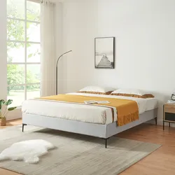 Doppelbett Lilla Textil 180x200 cm Hellgrau [en.casa]