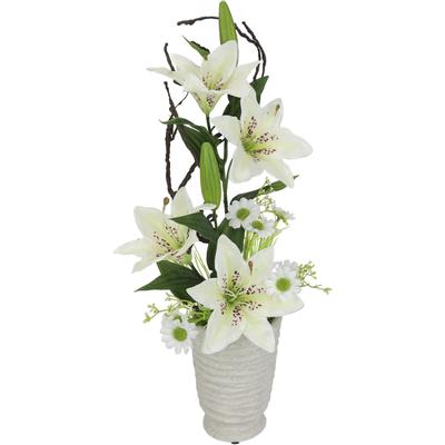 Kunstpflanze I.GE.A. "Lilien", weiß, B:20cm H:55cm T:20cm, Keramik, Kunststoff, Polyester, Kunstpflanzen, Kunstpflanze