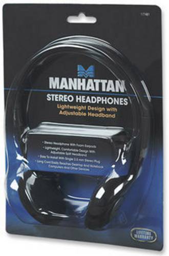 Manhattan 177481 On Ear Kopfhörer kabelgebunden Schwarz