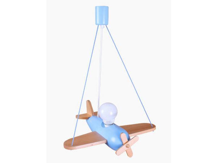 Kinderhängeleuchte Flugzeug, Blau, Naturfarben, Holz, Kiefer, 41x75x42 cm, Lampen & Leuchten, Innenbeleuchtung, Kinderzimmerlampen, Kinderhängeleuchten