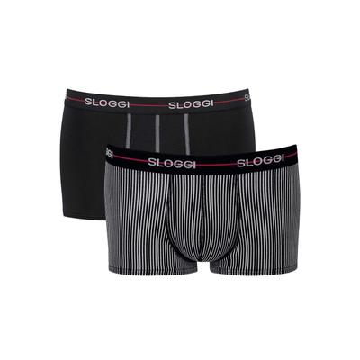 Boxershorts SLOGGI "Boxershort Start Hipster C2P box 2er Pack", Herren, Gr. L, schwarz (schwarz, dunkelgrau), Obermaterial: 96% Baumwolle CO. 4% Elasthan EL., Unterhosen