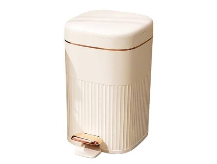 9bbhfJw4R Haushaltsmülleimer Retro-Mülleimer Mit Druckring for Das Wohnzimmer(White-Gold,L)