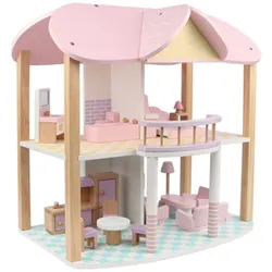 Coemo Puppenhaus Sandy möbliert Holz 2 Etagen