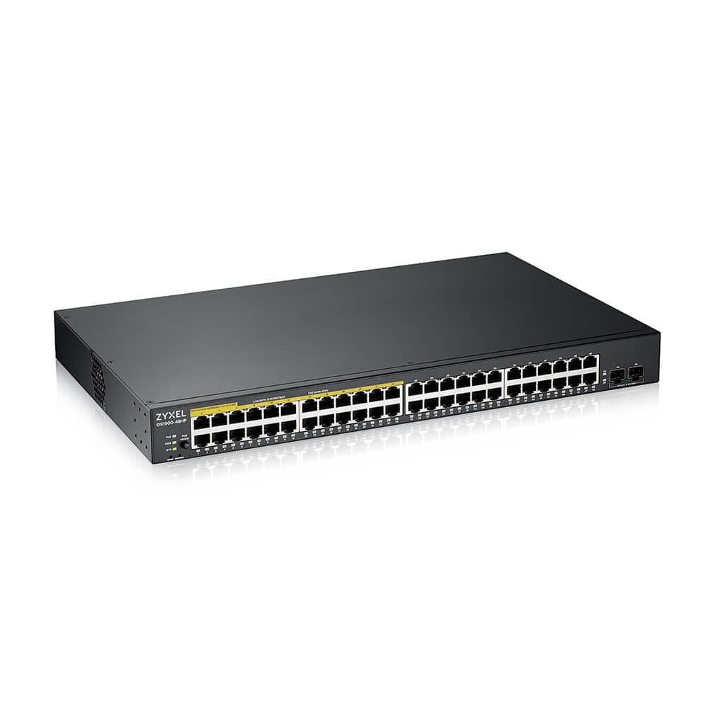 ZyXEL GS1900-48HP V2 48-Port GbE 2x SFP Smart Switch, PoE+ 170W Rackmount Metall