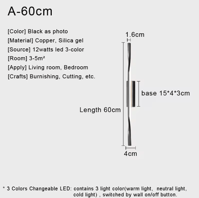 Inspire Curations Nordic Copper LED Mirror Wall Light Modern Bedside Sconce a 60cm
