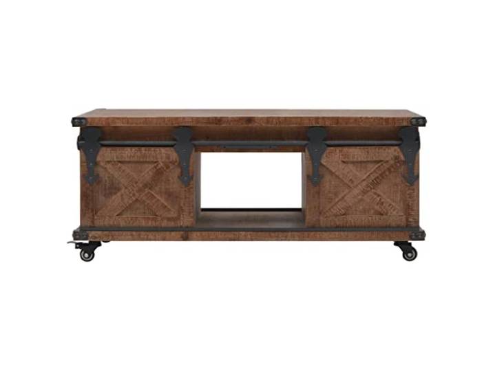 Couchtisch aus massivem Tannenholz 91x51x38cm Braun Massives Tannenholz Holzmaserung Aststruktur stabiler Rahmen Sperrholzleisten Maße 90 x 200 cm Montageanleitung