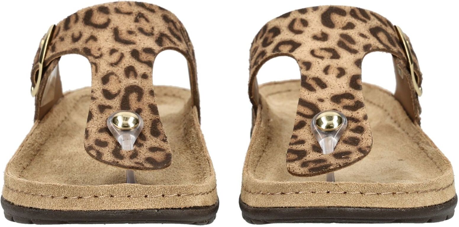 Zehentrenner ROHDE "Rohde Pantoletten Leder", Damen, Gr. 38, Lederimitat, leopard, Schuhe Zehentrenner