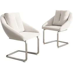 STILVORA Polsterstuhl Samt Beige Metall 2er-Set ergonomisch bis 150 kg
