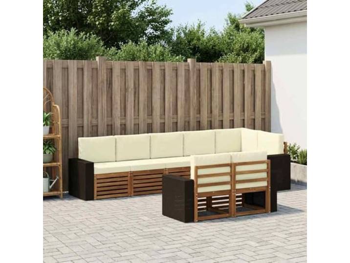 HFMDRMU Outdoor Möbelset Akazienholz modulares Sofa für Terrasse und Garten mit lackierter Oberfläche, wetterbeständiges Design, klare Linien, Elegantes Ensemble für gesellige Runden