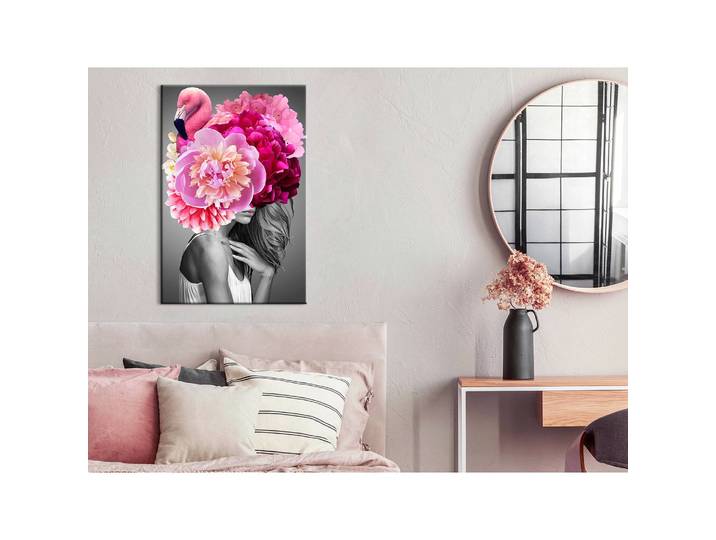 Tableau déco Flamingo Girl Lin Rose foncé 40 x 60cm