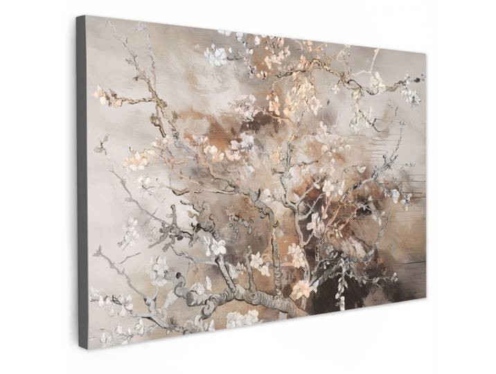 LEINWANDBILD Mandelblüte - Kunst - Van Gogh - Beige - Abstrakt Gemälde 60x40 cm