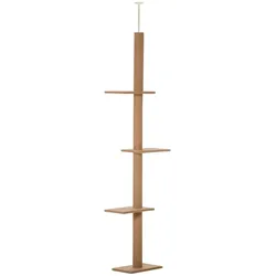 PawHut Kratzbaum Katzenbaum Kletterbaum für Katzen Höhenverstellbar Spielbaum Hellbraun 43x27x228-260 cm