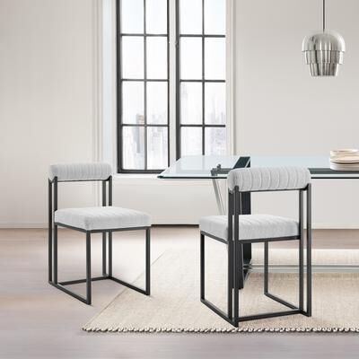 Armen Living Anastasia Modern Upholstered Metal Dining Chairs - Set of 2/4/6