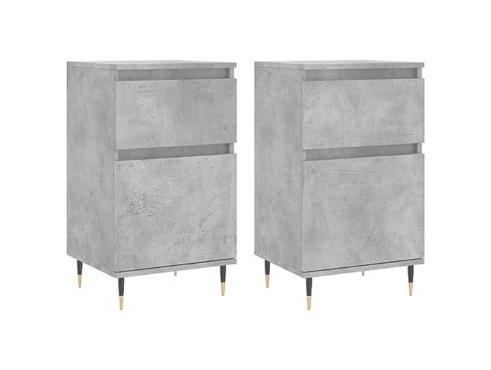 Roanoer Sideboard 2er Set Betongrau 40x35x70 cm Holzwerkstoff Kompakter Beistellschrank für Schlafzimmer und Wohnzimmer. Robuste Eisenbeine bieten Stabilität auf allen Böden.