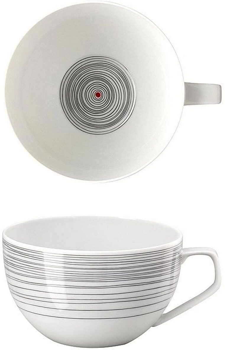 Tasse ROSENTHAL "TAC Gropius Stripes 2.0 300 ml", dunkelgrau, Ø:9,8cm, Porzellan, Trinkgefässe, Tasse dunkelgrau Ø 9,8cm, 300ml, 6